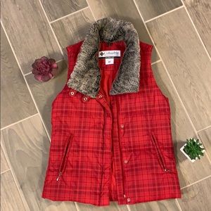Columbia plaid Down Vest size Small